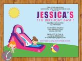 Water Slide Birthday Party Invitations Waterslide Birthday Party Invite Girl S Pink Purple Pool