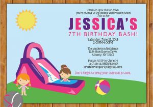 Water Slide Birthday Party Invitations Waterslide Birthday Party Invite Girl S Pink Purple Pool