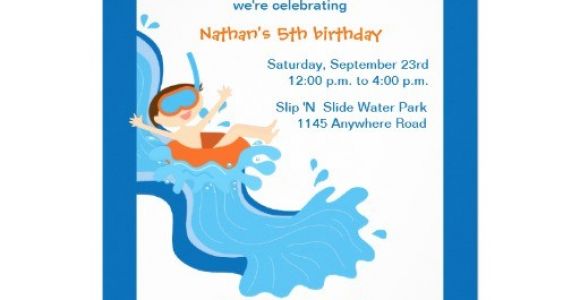 Water Slide Party Invitations Water Slide Birthday Party Invitation 5 Quot X 7 Quot Invitation