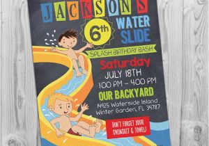 Water Slide Party Invitations Water Slide Party Invitation Printable Birthday Invite for