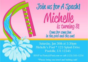 Water Slide Party Invitations Wording Pool Invitation Hot Pink Lime Green Water Slide by