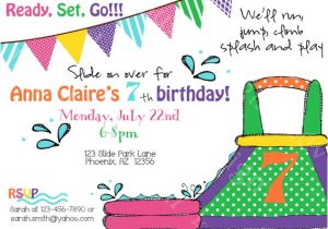 Water Slide Party Invitations Wording Water Slide Birthday Party Invite Printable Party by