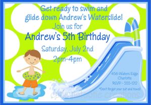 Water Slide Party Invitations Wording Waterslide Birthday Invitation Waterslide Birthday Party