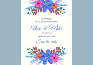 Watercolor Floral Wedding Invitation Template Watercolor Floral Wedding Invitation Template Vector