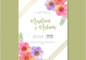 Watercolor Floral Wedding Invitation Template Watercolor Floral Wedding Invitation Template Vector