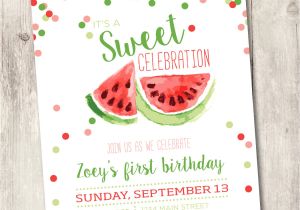 Watermelon Birthday Invitation Template Girl First Birthday Watermelon Invite Red Watermelon Birthday