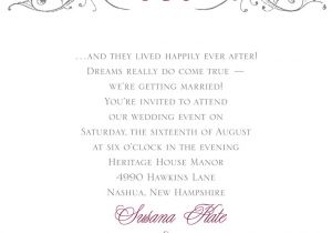 Wedding Card Invitation Example Fairy Tale Wedding Invitation Wording Invitations by Dawn