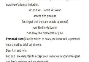 Wedding Invitation Acceptance Letter 16 formal Invitation Letters Sample Templates