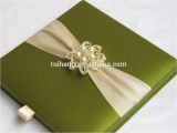 Wedding Invitation Boxes Cheap Green Luxury Gatefold Silk Box Wedding Invitations