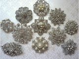 Wedding Invitation Brooches 8 Pc Brooch Large Ex Large Silver Pewter Crystal