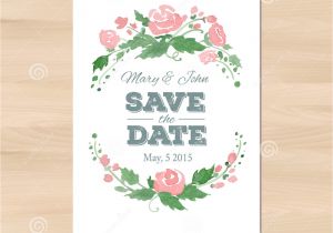 Wedding Invitation Card Template Vector/illustration Vector Wedding Invitation with Watercolor Flowers Stock