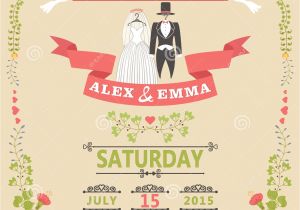 Wedding Invitation Card Template Vector/illustration Wedding Invitation with Wedding Clothes and Floral Frame