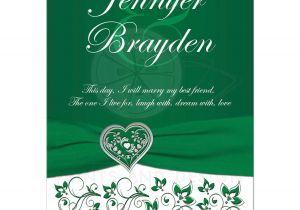 Wedding Invitation Designs Green Emerald Green Heart Of Love Wedding Invite Printed On Ribbon