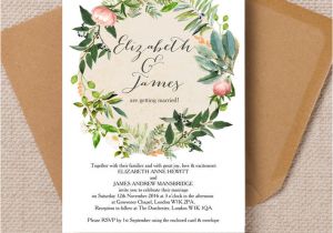 Wedding Invitation Designs Green Flora Wreath Wedding Invitation From 1 00 Each