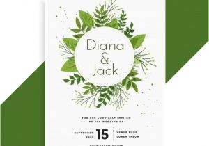 Wedding Invitation Designs Green Green Leaves Wedding Invitation Card Design Vector Free