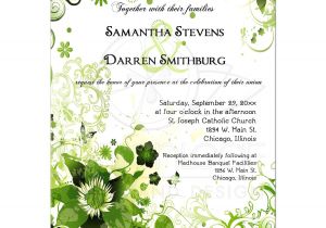 Wedding Invitation Designs Green Retro Green Floral Wedding Invitation