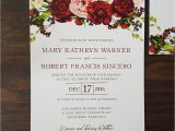 Wedding Invitation Designs Old Rose Red Floral Wedding Invite Foliage Wedding Invitation