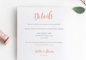 Wedding Invitation Details Card Example Bettie Printable Wedding Invitation Template Set Connie