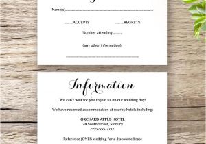 Wedding Invitation Details Card Example Printable Wedding Invitation Rsvp Information Templates