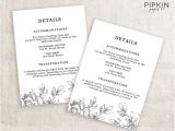 Wedding Invitation Details Card Example Wedding Details Template Information Card Template Wedding