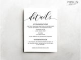 Wedding Invitation Details Card Example Wedding Details Template Wedding Information Card Rustic