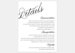 Wedding Invitation Details Card Wording Calligraphy Details Enclosure Cards by Fineanddandypaperie