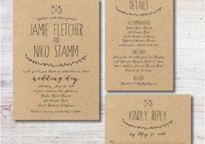 Wedding Invitation Details Card Wording Rustic Wedding Invitation Rsvp Details Card Kraft Paper