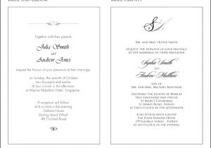 Wedding Invitation format Sample 9 formal Wedding Invitation Wording Samples