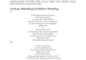 Wedding Invitation format Sample Wedding Invitation Wording Samples