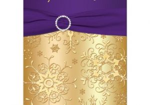 Wedding Invitation Jewels Winter Wedding Invitation Purple Gold Snowflakes