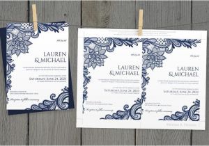 Wedding Invitation Layout Navy Blue Diy Wedding Invitation Template Editable Pdf ornate