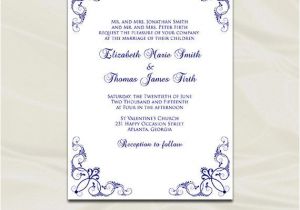 Wedding Invitation Layout Navy Blue Navy Blue Wedding Invitations Template by