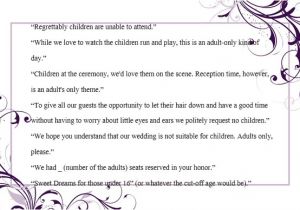 Wedding Invitation No Kids Wedding Invitation Wording No Children How to and