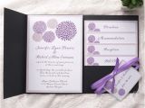 Wedding Invitation Pockets for Cheap Cheap Purple Dandelion Black Pocket Wedding Invitation