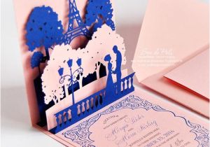 Wedding Invitation Pop Up Template Pop Up Wedding Invitations Lovers Of Paris Eiffel tower Card