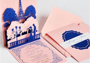 Wedding Invitation Pop Up Template Pop Up Wedding Invitations Lovers Of Paris Eiffel tower