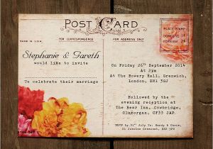 Wedding Invitation Postcards Templates Floral Vintage Postcard Wedding Invitation by Feel Good