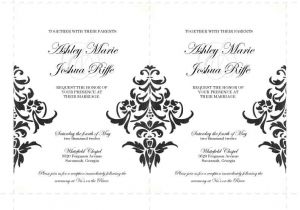 Wedding Invitation Template Black and White Black and White Damask Wedding Invitations