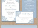 Wedding Invitation Template Blue Light Blue Wedding Invitations Printable Lace Wedding