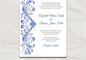 Wedding Invitation Template Blue Royal Blue Wedding Invitations Template Diy Printable Bridal