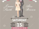 Wedding Invitation Template Bride and Groom Cute Cartoon Bride and Groom Wedding Invitation Stock