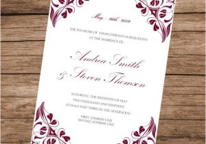 Wedding Invitation Template Burgundy Burgundy Invitation Template Printable Wedding Invite