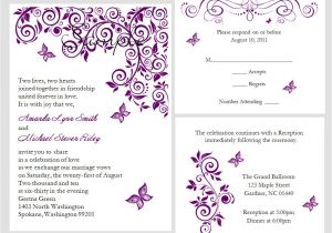 Wedding Invitation Template butterfly 100 Personalized Custom Purple butterfly Bridal Wedding