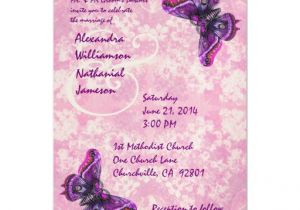Wedding Invitation Template butterfly Purple and Pink butterflies Wedding Template 5×7 Paper