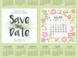 Wedding Invitation Template Calendar Save the Date Wedding Invitation Double Sided Card Design