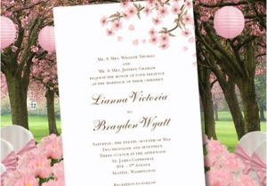 Wedding Invitation Template Cherry Blossom Cherry Blossom Printable Wedding Invitations Editable Word Doc