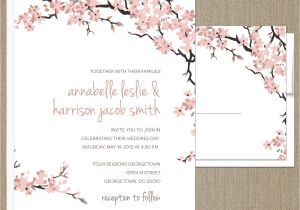 Wedding Invitation Template Cherry Blossom Cherry Blossoms Wedding Invitation Rsvp Set Floral