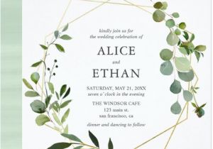 Wedding Invitation Template Eucalyptus Eucalyptus Geometric Wedding Invitation Zazzle Com