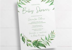 Wedding Invitation Template Eyfs Printable Leafy Baby Shower Invitation Editable Template