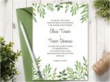 Wedding Invitation Template Eyfs Watercolor Wedding Invitation Set Quot Lovely Leaves Quot Green
